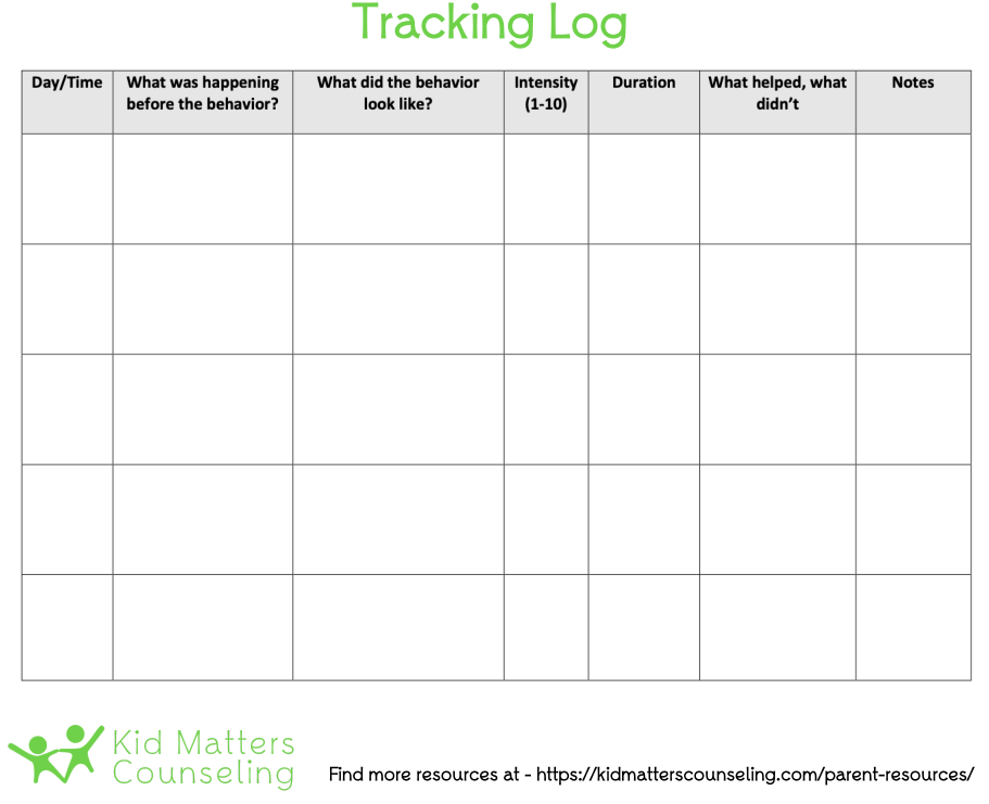 tracking behavior calendar kid matters counseling